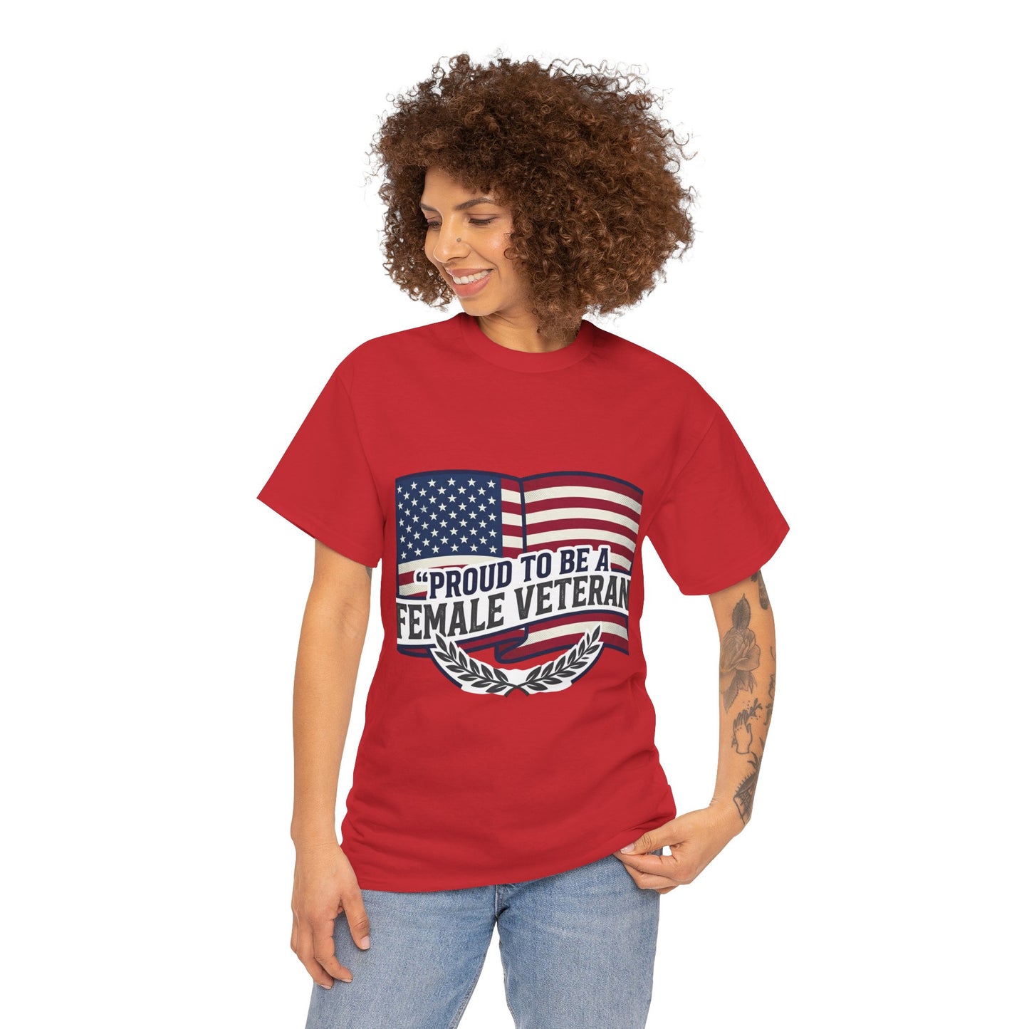 Everyday Heavy Cotton Tee , "Proud To Be a Female Veteran"