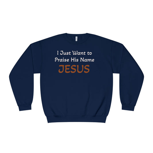Chirstian/Faith Sweatshirt — "Just Want to Praise His Name JESUS"