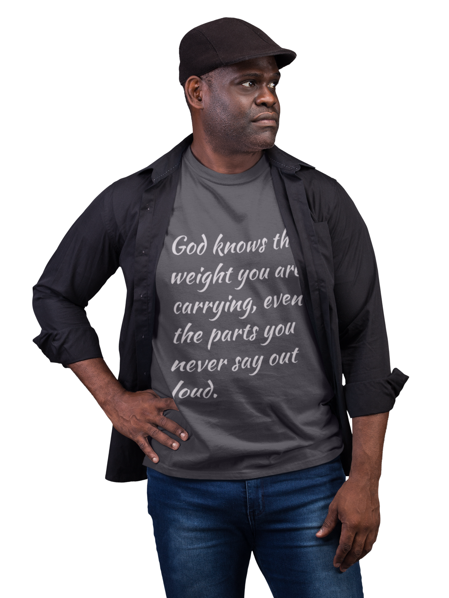 Faith Comfort T-Shirt — "God knows the weight you are carrying" Inspirational Christian Tee