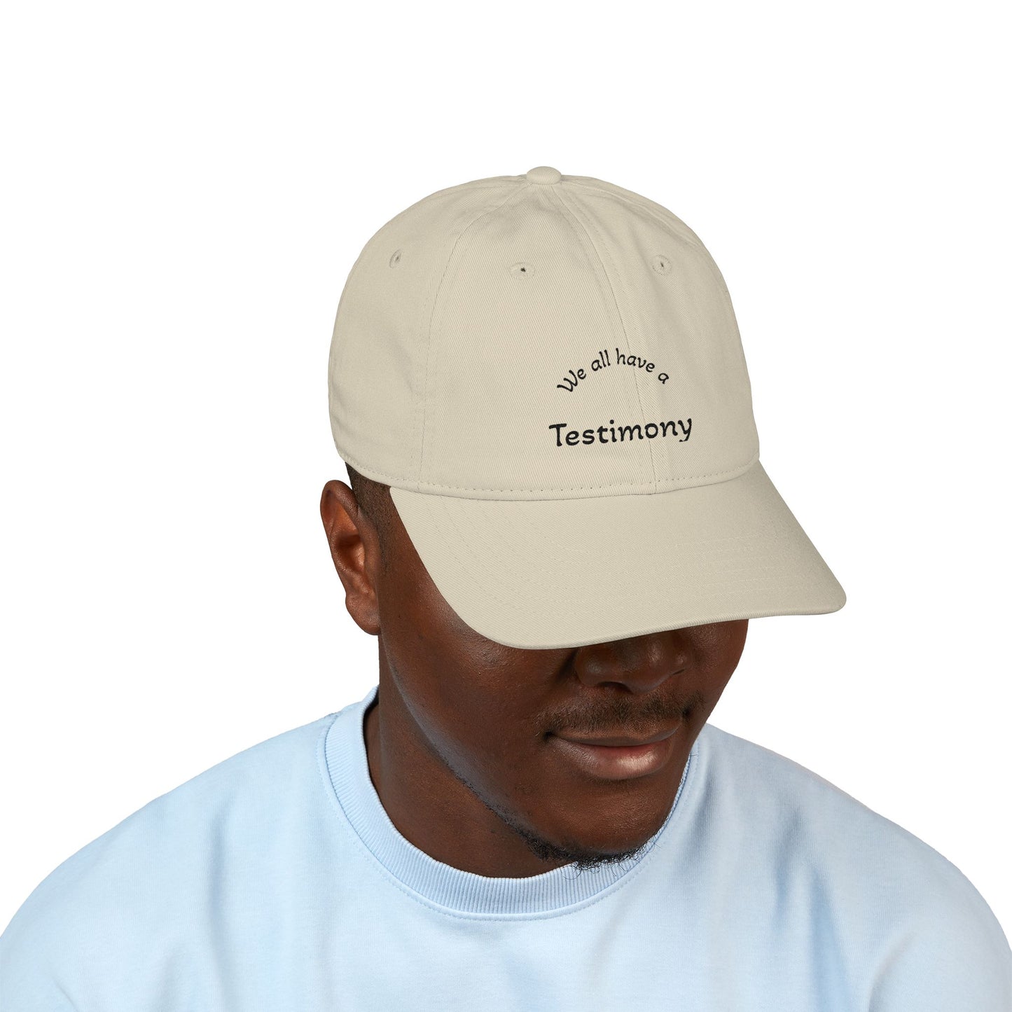 Embroidered 'Testimony' Organic Baseball Cap — Minimal Faith Message Hat