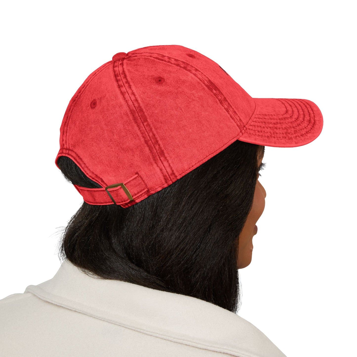 Distressed Embroidered Cap | "Mom on the Move"
