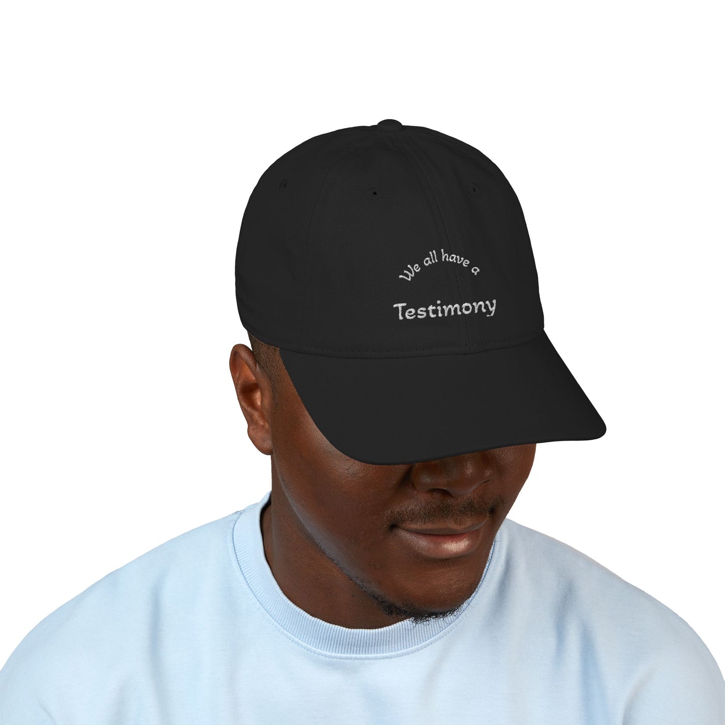 Embroidered 'Testimony' Organic Baseball Cap — Minimal Faith Message Hat