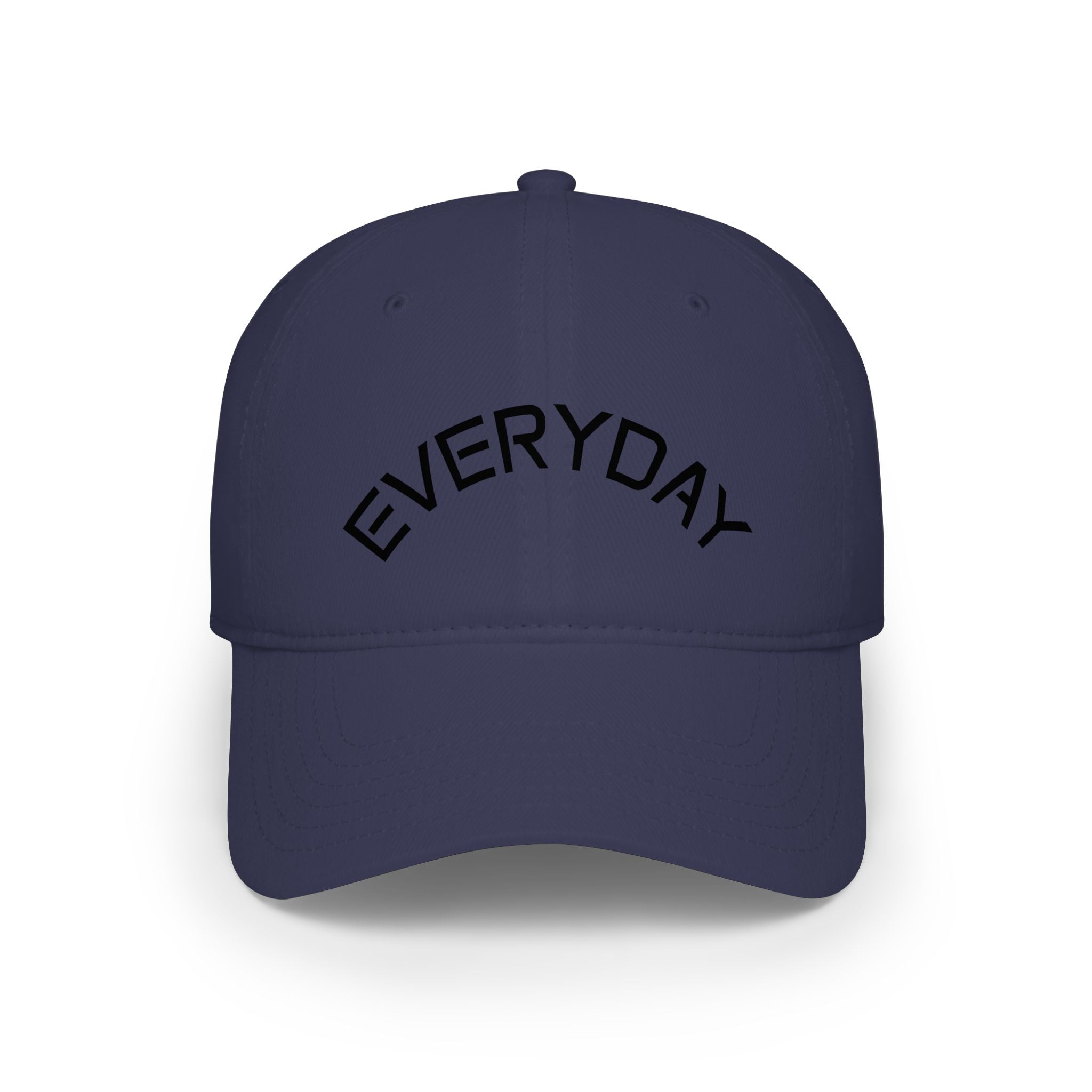Custom Text Low Profile Baseball Cap — Minimal Black Embroidered Hat