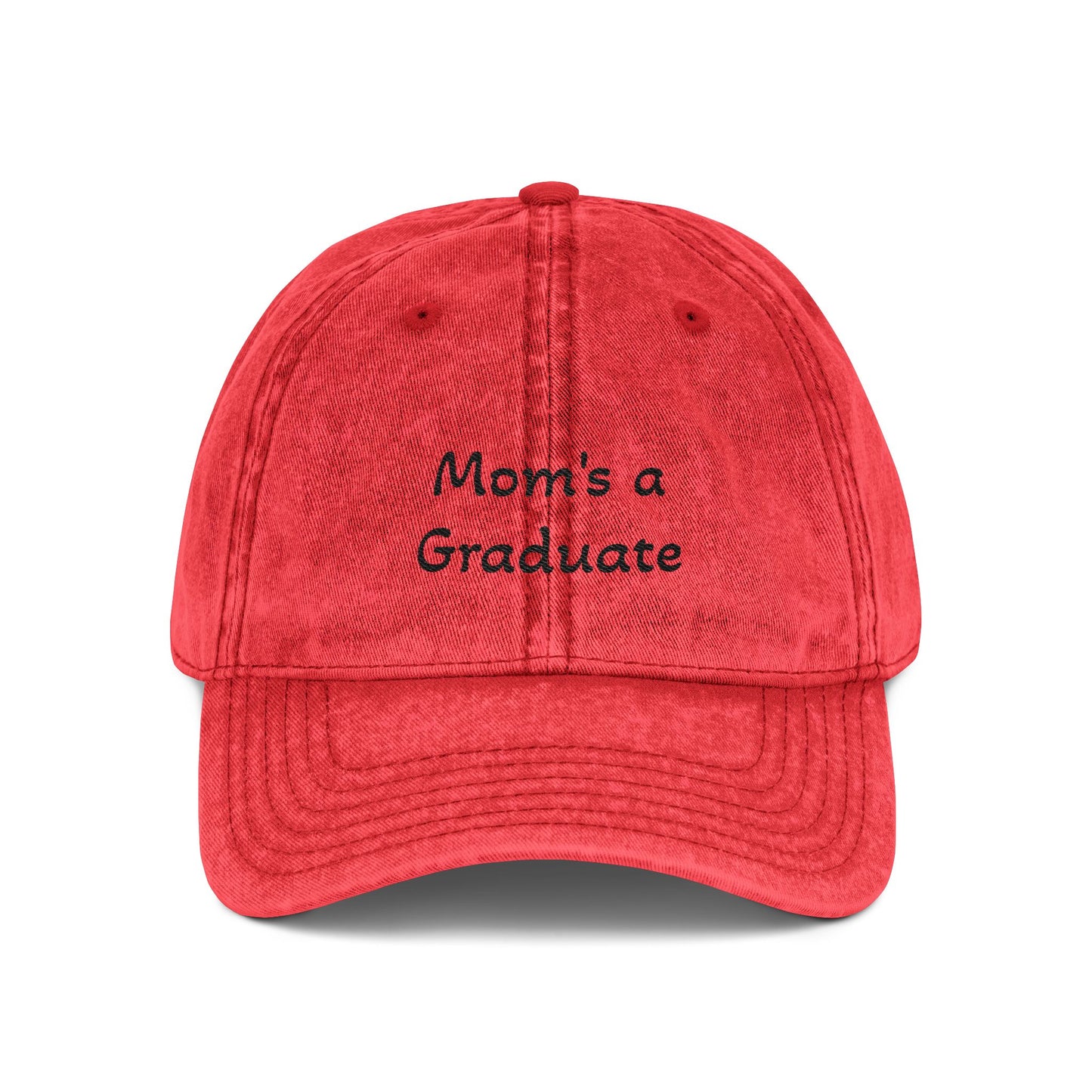 Distressed Embroidered Cap | "Mom's a Graduate"