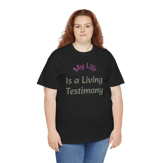 Christian Testimony T-Shirt – "My Life Is a Living Testimony" Faith Tee