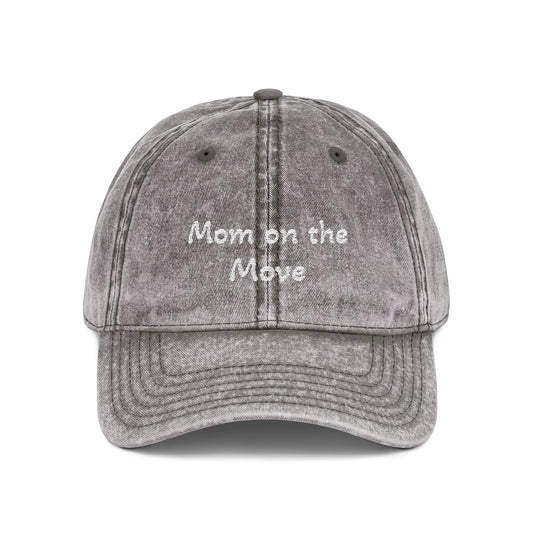 Distressed Embroidered Cap | "Mom on the Move"