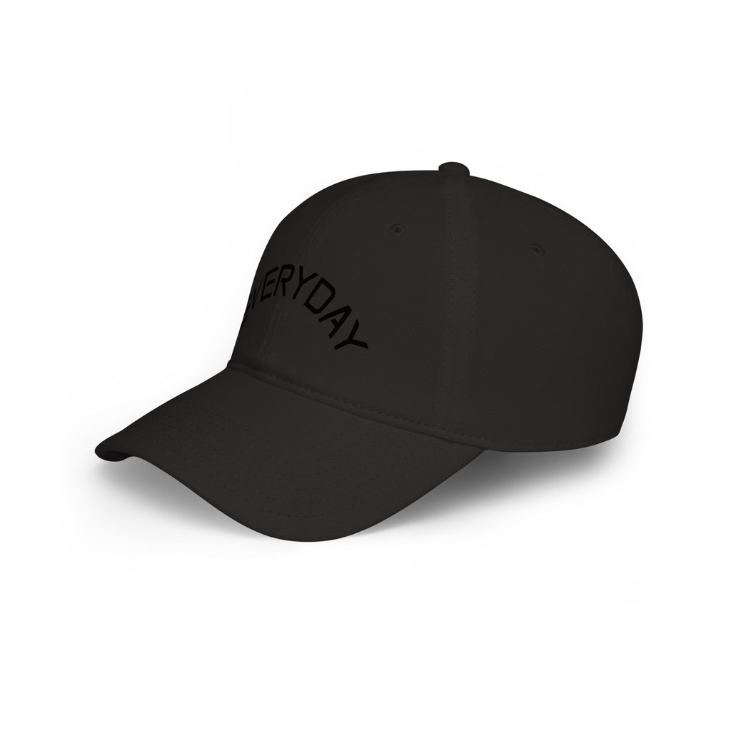 Custom Text Low Profile Baseball Cap — Minimal Black Embroidered Hat