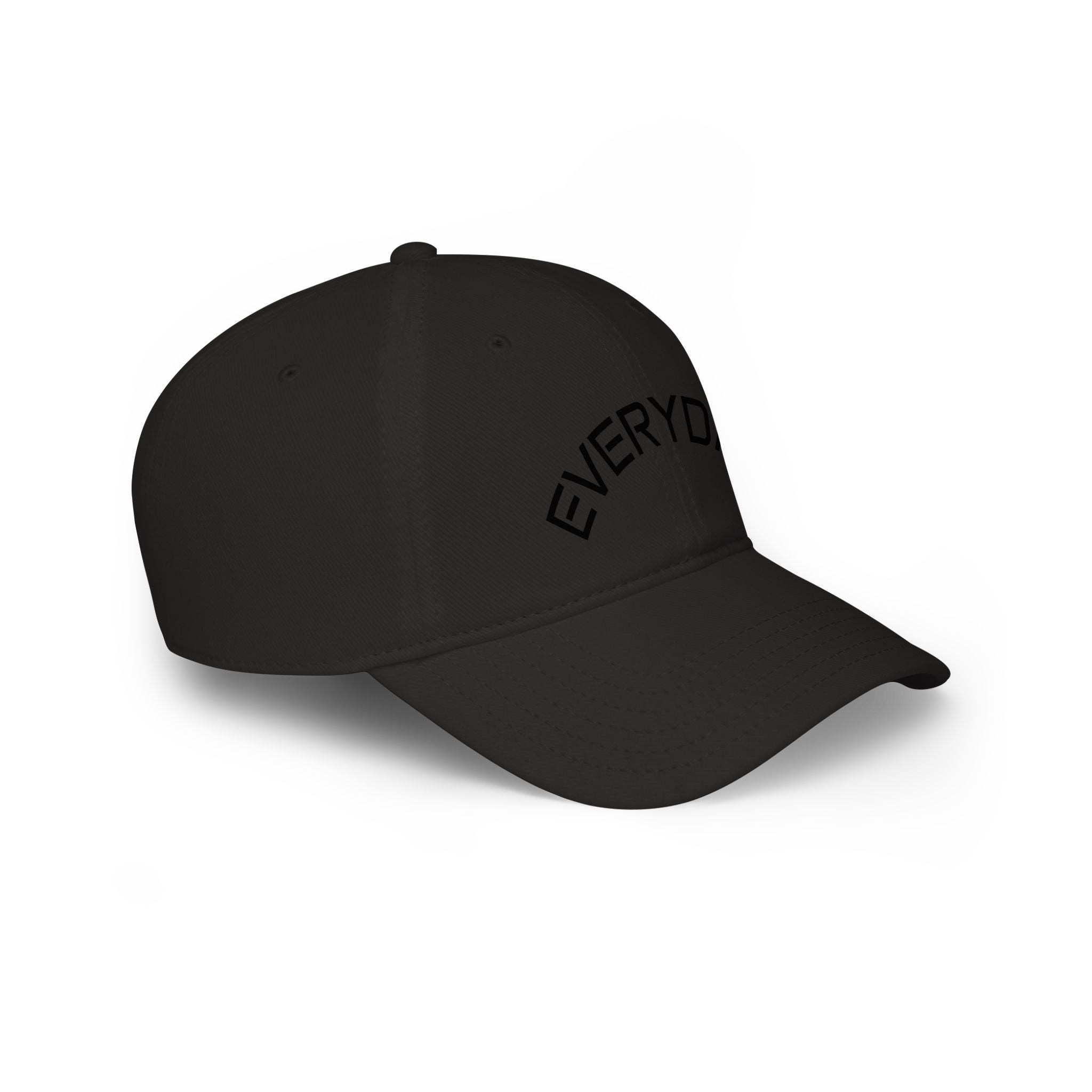 Custom Text Low Profile Baseball Cap — Minimal Black Embroidered Hat