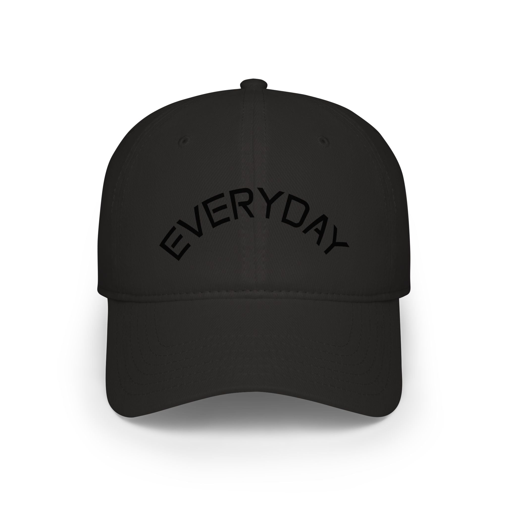 Custom Text Low Profile Baseball Cap — Minimal Black Embroidered Hat