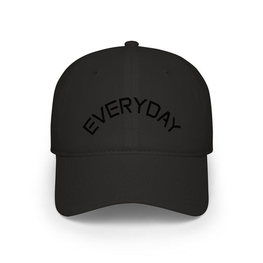 Custom Text Low Profile Baseball Cap — Minimal Black Embroidered Hat