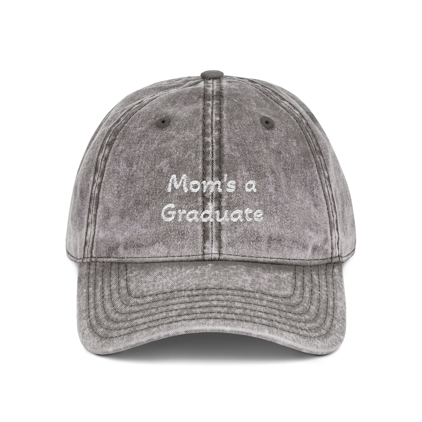 Distressed Embroidered Cap | "Mom's a Graduate"