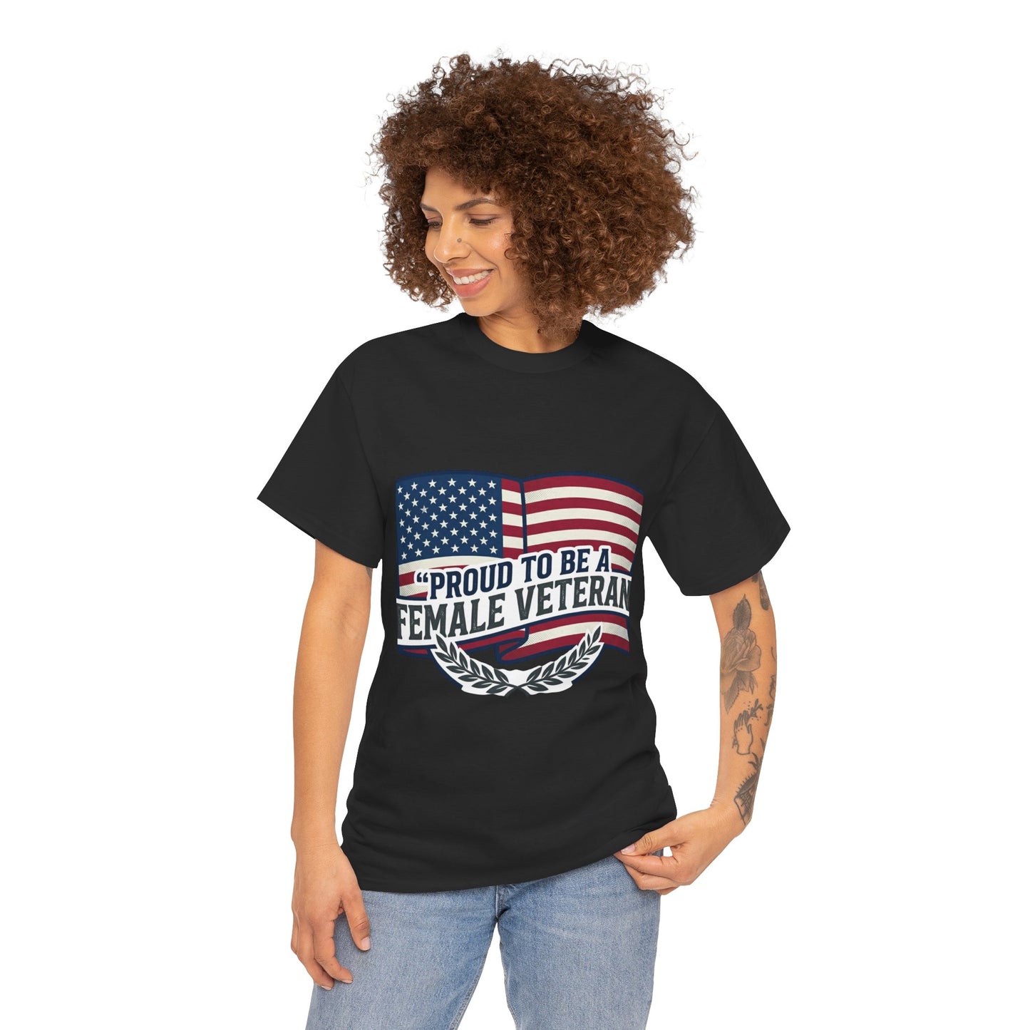 Everyday Heavy Cotton Tee , "Proud To Be a Female Veteran"