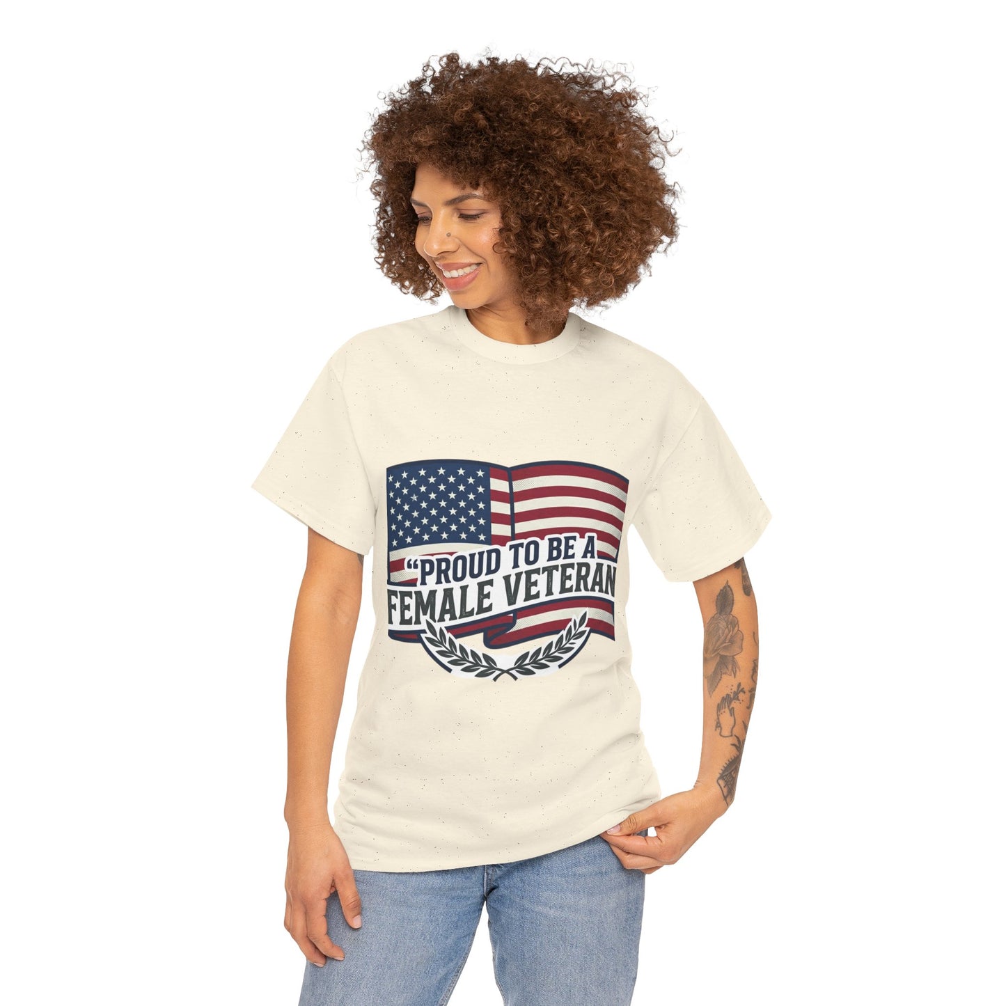 Everyday Heavy Cotton Tee , "Proud To Be a Female Veteran"