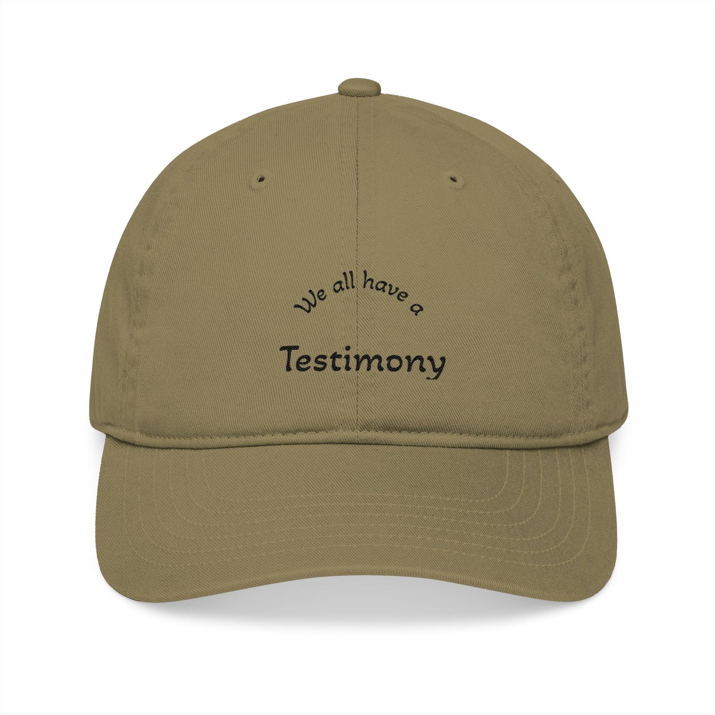 Embroidered 'Testimony' Organic Baseball Cap — Minimal Faith Message Hat